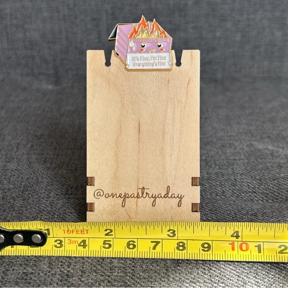 Funny Dumpster Fire “It’s Fine, I’m Fine, Everything’s Fine” Pin, Light Purple